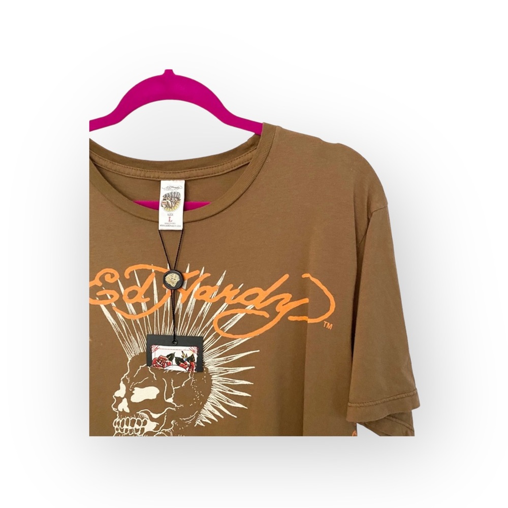 new Ed Hardy 𖦹 Punks Not Dead Barefoot Beach T Shirt Dress 𖦹 Cocoa Brown 𖦹 L - Picture 6 of 16